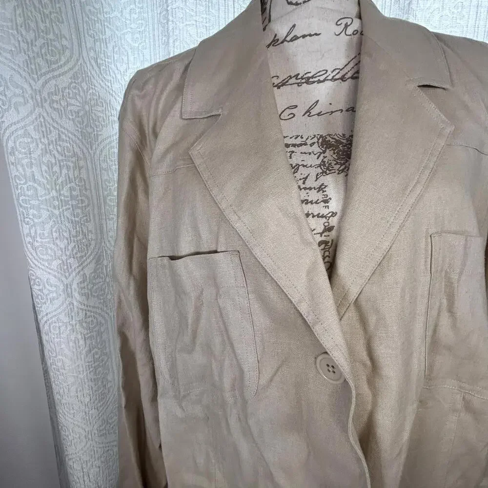 Merona Khaki Linen‎ Blazer Women's 24W